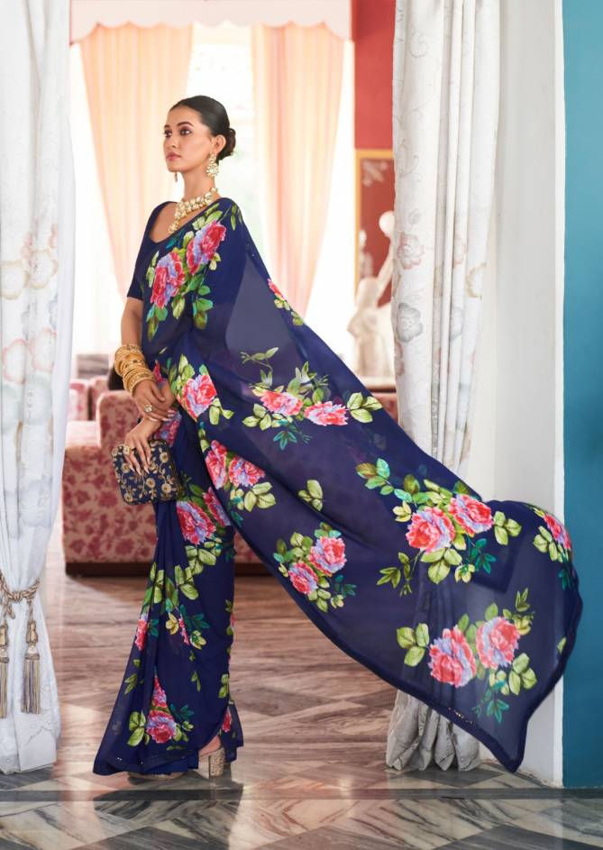 Jharokha By Printed Georgette Sarees Catalog